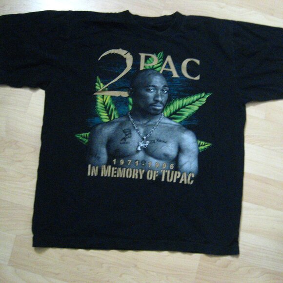 2PAC Tupac Shakur Memorial Grunge T Shirt Large - Picture 1 of 5